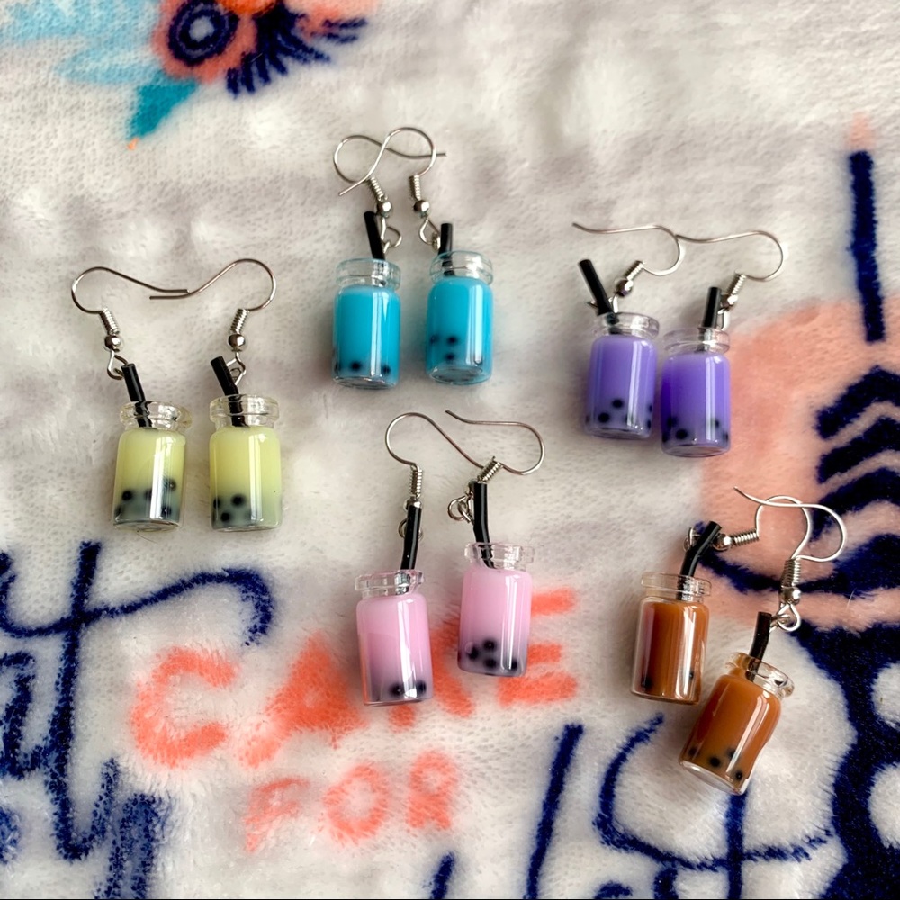 💜 Purple Bubble Tea Earrings 💜 - Picture 4 of 4